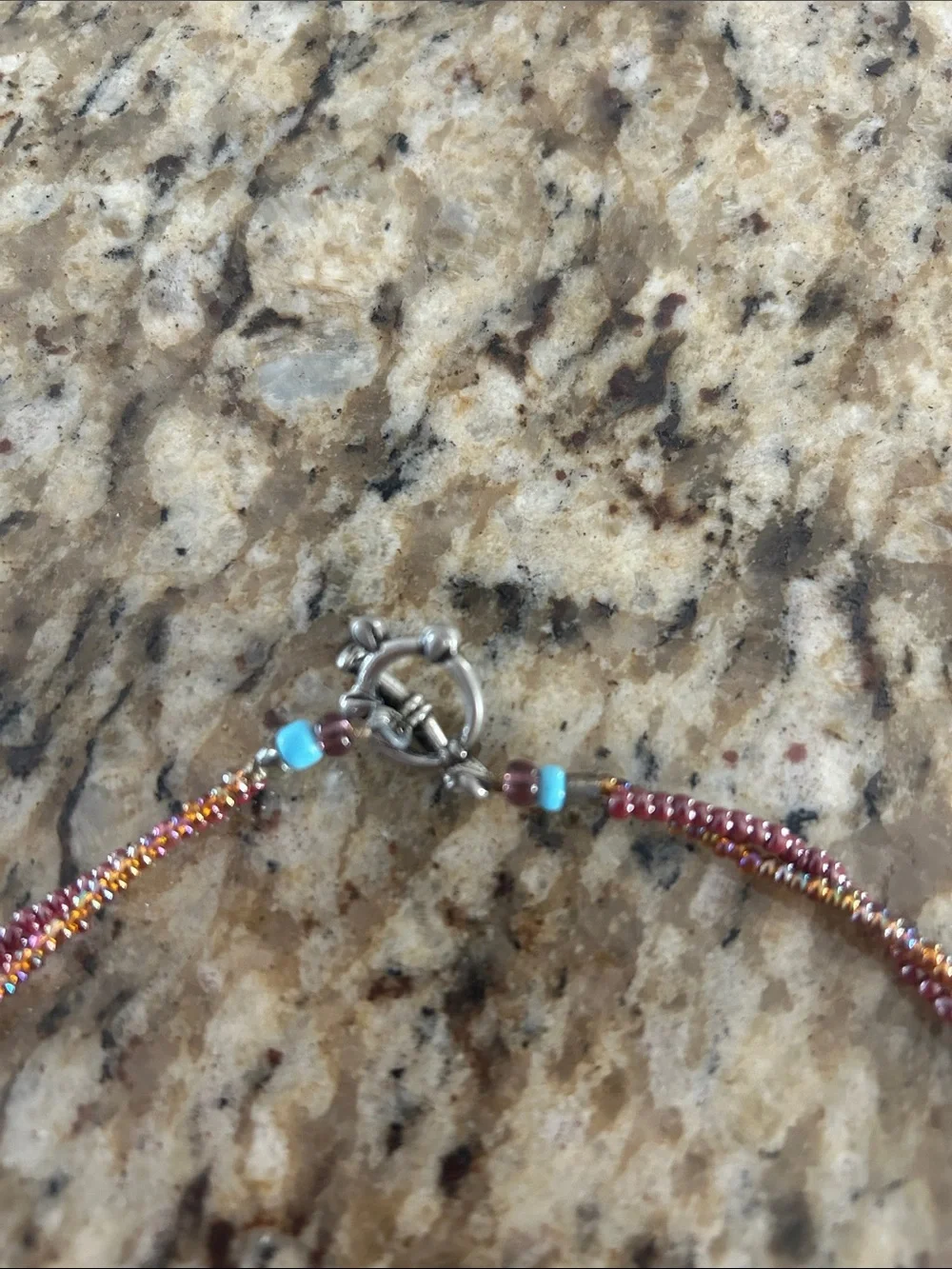 Copper Floral Pendant Necklace with Pink Beaded Cord